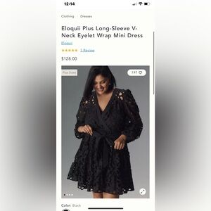 Anthropologie Eloquoi Black Eyelet Wrap Dress